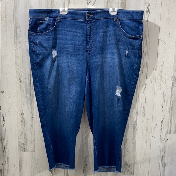 Terra & Sky Denim - 0616 Terra & Sky Distressed Blue Denim Jeans